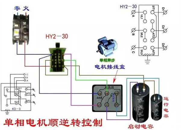 單相電機(jī)正反轉(zhuǎn)接線(xiàn)圖